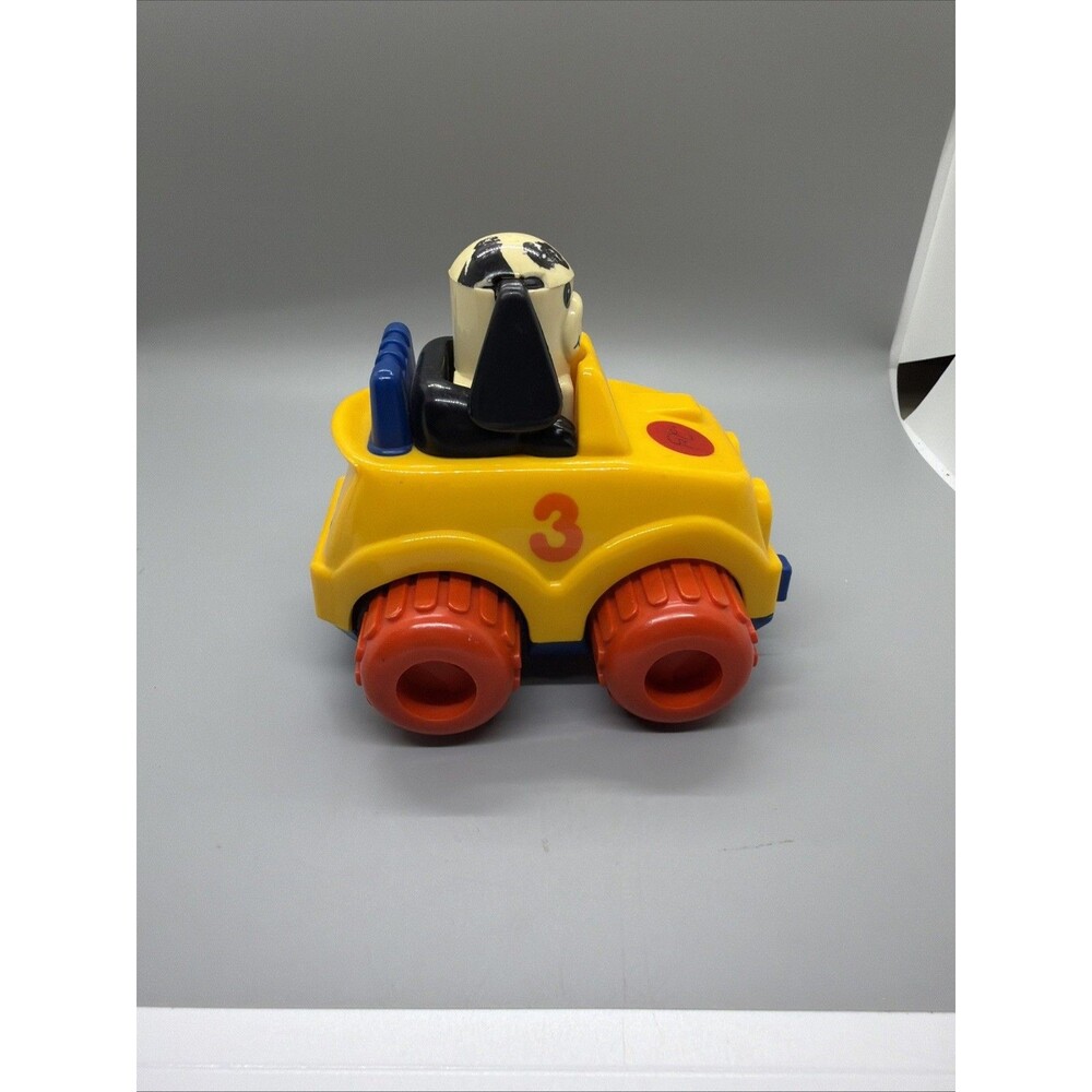 Kiddicraft Push N Go Yellow Dog Car Toy W/ Red Wheels & Number 3